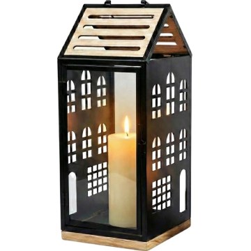 Декоративный фонарь HOME 34,5 cm черный/бежевый