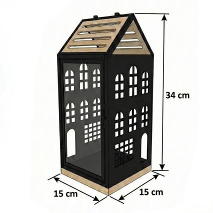 Декоративный фонарь HOME 34,5 cm черный/бежевый