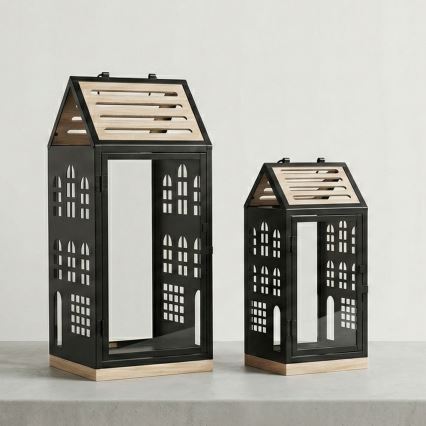 Декоративный фонарь HOME 47,5 cm черный/бежевый