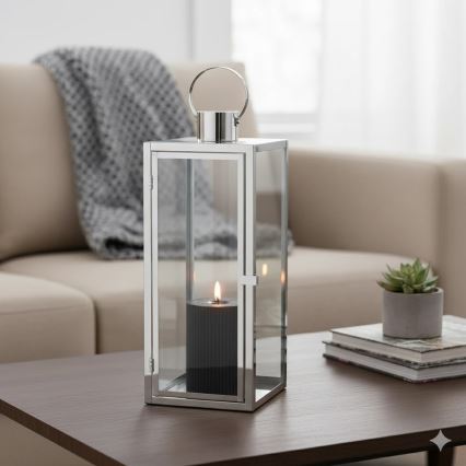 Декоративный фонарь TOWER, 29 см, полированный хром