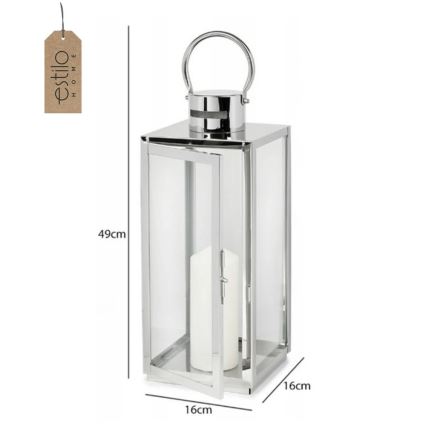 Декоративный фонарь TOWER, 49 см, полированный хром