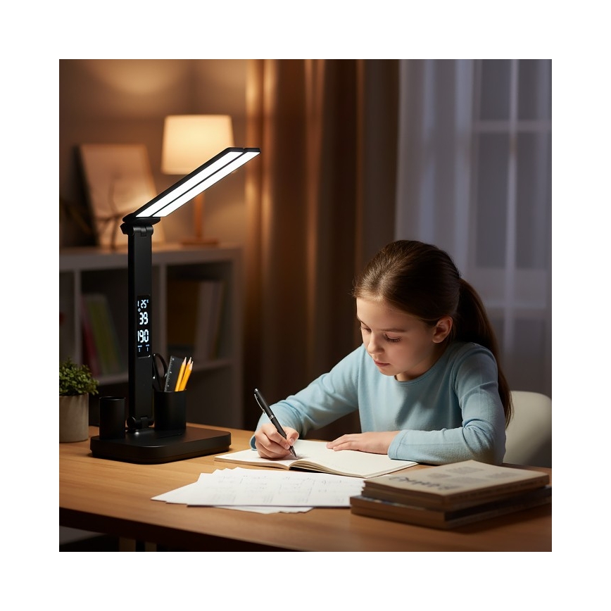 LED диммируемая аккумуляторная настольная лампа NOBLITE P LED/5W/5V 3000/4000/6000K 2200 mAh черная