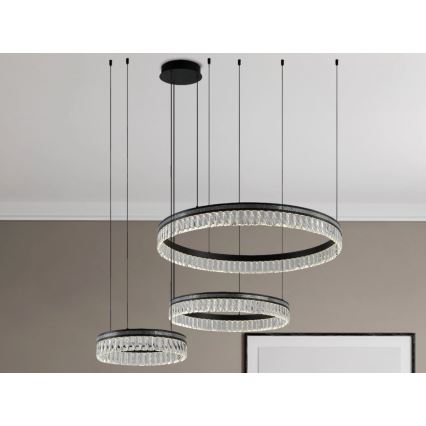 Диммируемая хрустальная подвесная люстра на тросе THALIA LED/120W/230V 3000-6000K + пульт дистанционного управления