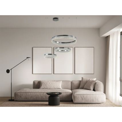 Диммируемая LED-хрустальная подвесная люстра на тросе THALIA LED/120W/230V 3000-6000K + пульт дистанционного управления