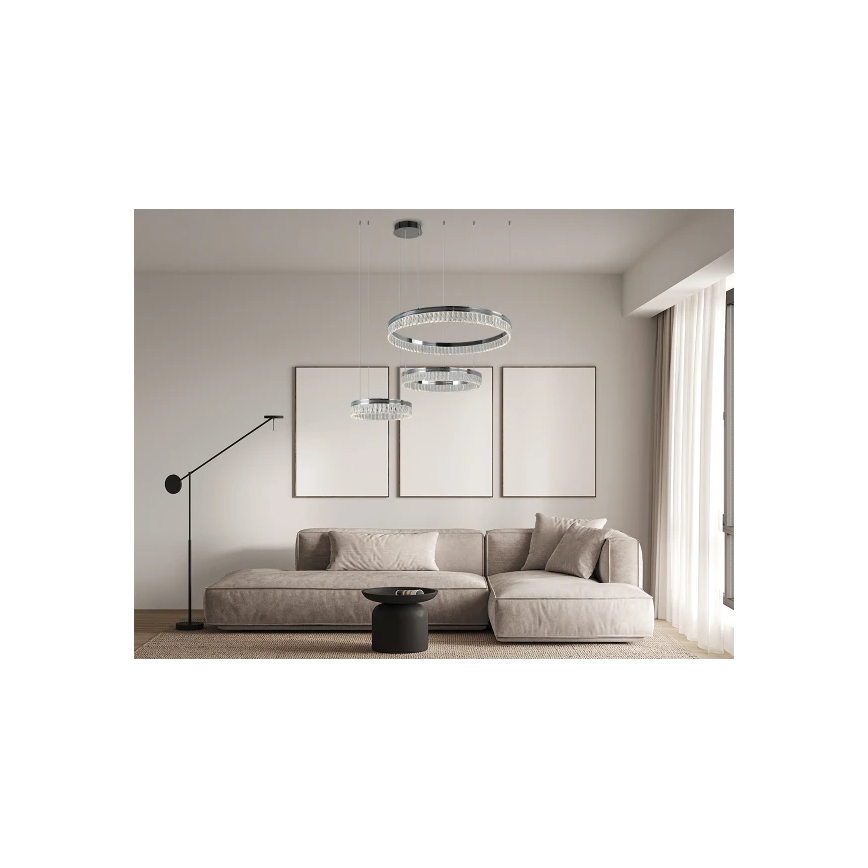 Диммируемая LED-хрустальная подвесная люстра на тросе THALIA LED/120W/230V 3000-6000K + пульт дистанционного управления
