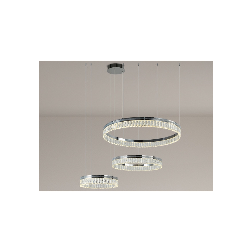 Диммируемая LED-хрустальная подвесная люстра на тросе THALIA LED/120W/230V 3000-6000K + пульт дистанционного управления