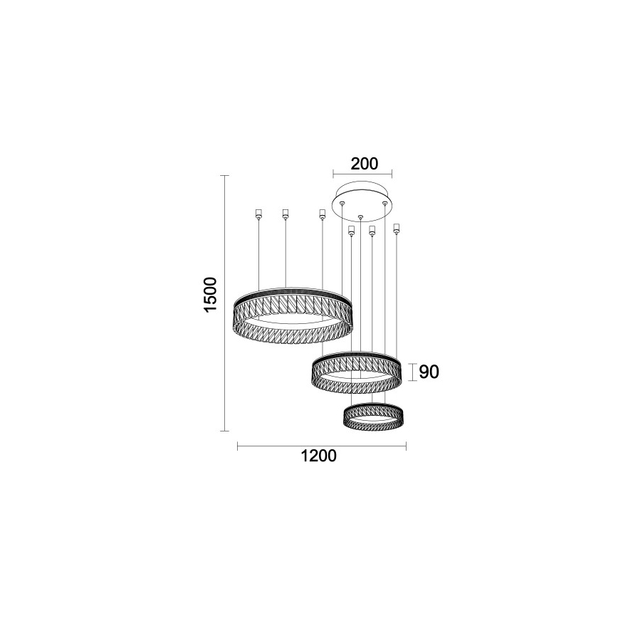 Диммируемая LED-хрустальная подвесная люстра на тросе THALIA LED/120W/230V 3000-6000K + пульт дистанционного управления