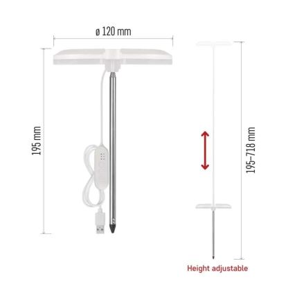 Диммируемая LED-лампа для выращивания растений в помещении GROW LED/8W/5V