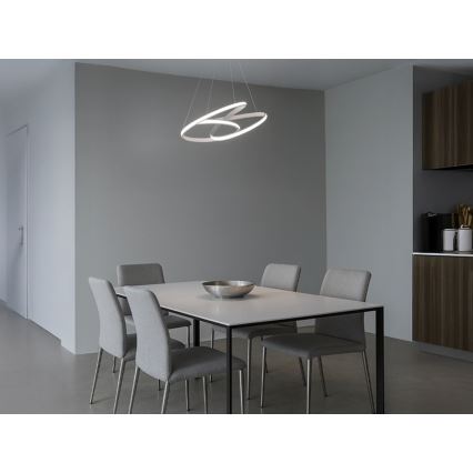 Диммируемая LED-люстра на тросе, 85 Вт/230 В, 3000–6500K, диаметр 49 см, с пультом дистанционного управления