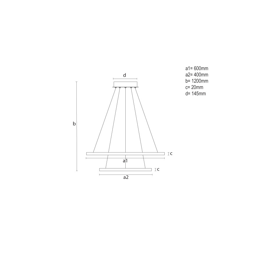 Светодиодная диммируемая подвесная люстра на тросе, LED/55W/230V 3000-6500K, диаметр 60 см, в комплекте пульт дистанционного управления