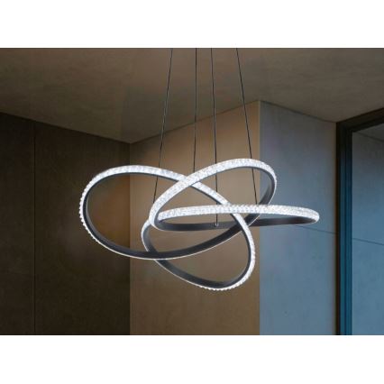 LED диммируемая подвесная люстра на тросе LED/95W/230V 3000-6500K, диаметр 57 см + пульт дистанционного управления