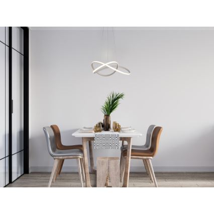 Диммируемая LED-люстра на тросе LED/85 Вт/230 В 3000-6500 К, диам. 60 см + пульт дистанционного управления