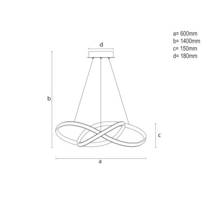Диммируемая LED-люстра на тросе LED/85 Вт/230 В 3000-6500 К, диам. 60 см + пульт дистанционного управления
