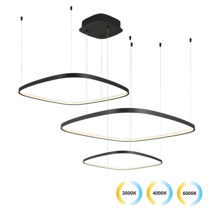 Диммируемая LED-люстра на тросе LORENZO LED/70W/230V 3000/4000/6000K черная + пульт дистанционного управления