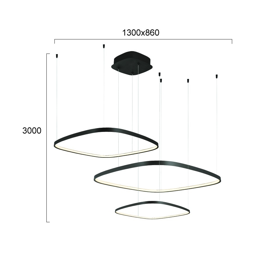 Диммируемая LED-люстра на тросе LORENZO LED/70W/230V 3000/4000/6000K черная + пульт дистанционного управления
