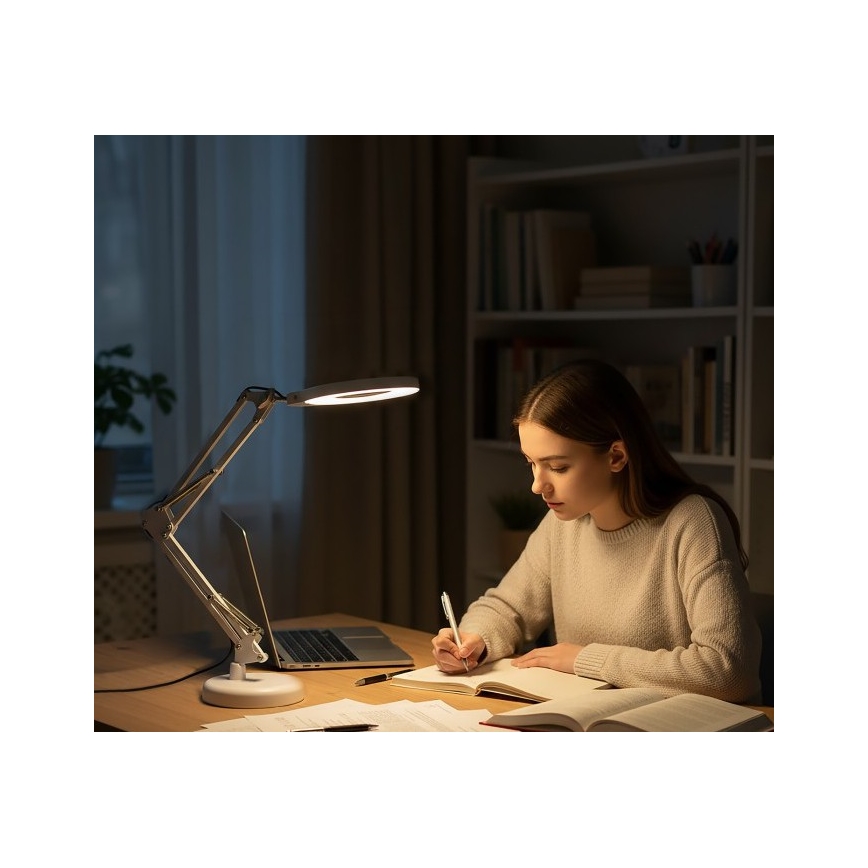 Диммируемая светодиодная настольная лампа с лупой 2 в 1 AURIQ LOUPE LED/10W/5V 3000/4000/6500K белая