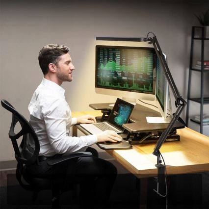 Диммируемая сенсорная гибкая настольная лампа с зажимом LED/10 Вт/5/230 В 3000/4000/6000 К чёрная