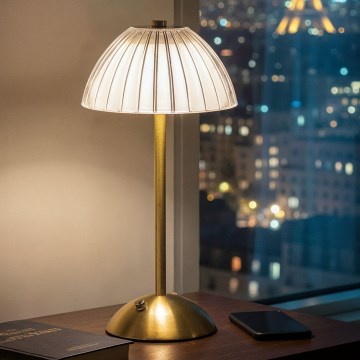 Диммируемая перезаряжаемая настольная лампа PARIS, LED/2W/5V, 2700K/4000K/6500K, 800 mAh, золотая