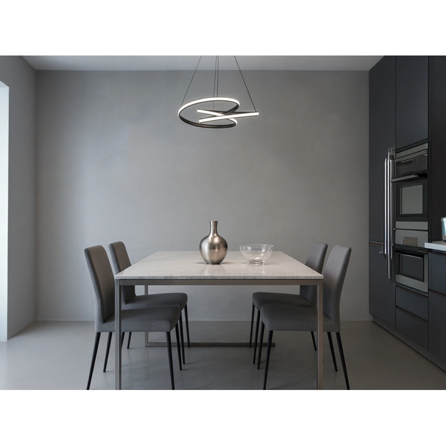 Диммируемая LED-люстра на тросе, 85 Вт/230 В, 3000–6500 К, диаметр 49 см, в комплекте пульт дистанционного управления