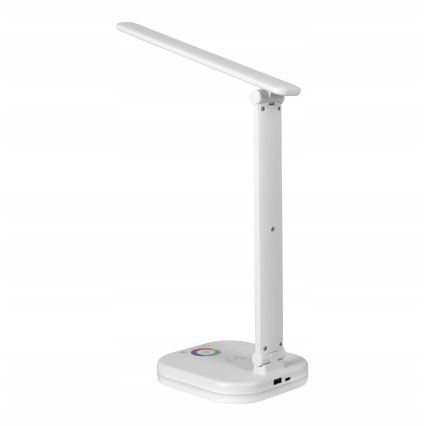 Диммируемая RGBW-светодиодная настольная лампа с беспроводной зарядкой LED/7W/5V USB белая
