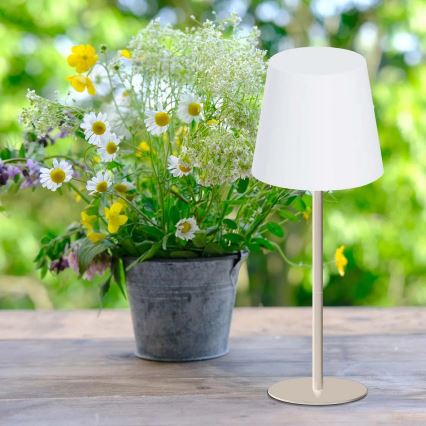 Диммируемая сенсорная RGBW LED настольная лампа для улицы LUCIA LED/2W/5V 1800/2700/6500K 3600 mAh IP44 бежевый
