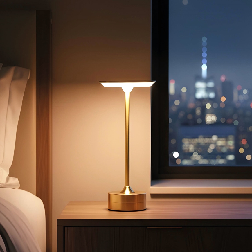 Диммируемая аккумуляторная LED настольная лампа NEW YORK LED/1,8 Вт/5 В 2700K/4000K/6500K 1200 мА·ч золотая