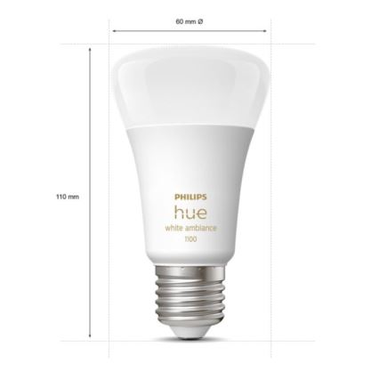 Диммируемая светодиодная лампа Philips Hue WHITE AMBIANCE E27/8W/230V 2200-6500K