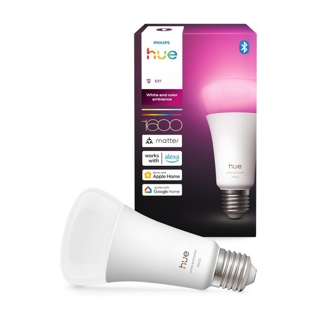Диммируемая светодиодная лампа Philips Hue WHITE AND COLOR AMBIANCE E27, 11,8 Вт, 230 В, 1000–20000 K