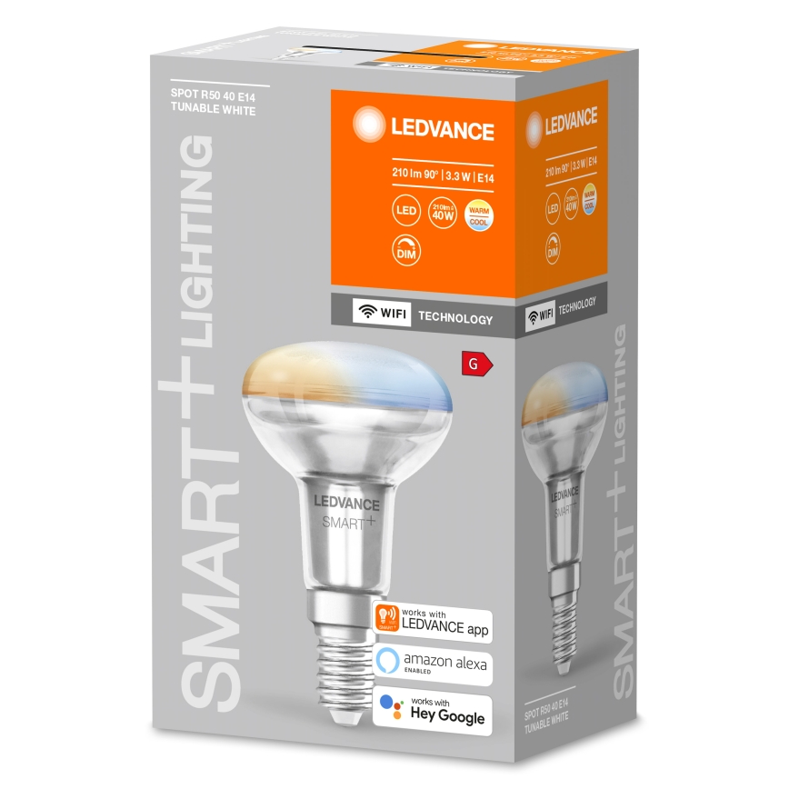 Диммируемая LED рефлекторная лампа SMART+ R50 E14/3,3W/230V 2700-6500K Wi-Fi - Ledvance