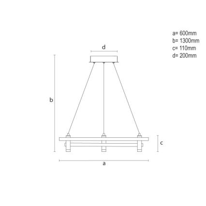 Диммируемая LED-подвесная люстра на тросе, 100 Вт/230 В, 3000-6500K, диаметр 60 см + пульт дистанционного управления