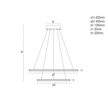 Диммируемая светодиодная люстра на тросе LED/150W/230V 3000-6500K + пульт дистанционного управления