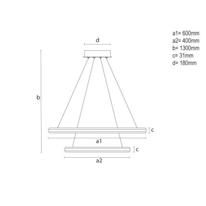 LED-диммируемая люстра на тросе LED/90W/230V 3000–6500K Ø 60 см + пульт дистанционного управления