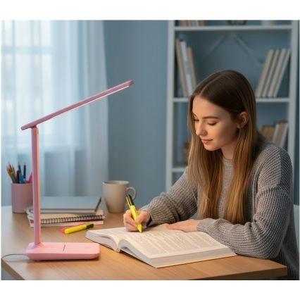 Диммируемая светодиодная настольная лампа NOBLITE N LED/7W/230V 3000/4000/6500K розовая