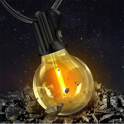 Диммируемая светодиодная уличная декоративная гирлянда LED 25xE12/1W/24/230V 17,5 м IP65 черная + пульт дистанционного управления