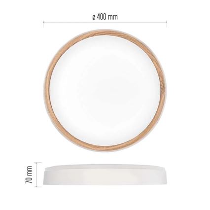 Диммируемый потолочный светильник ILVI LED/30W/230V 2700-6500K, диаметр 40 см, белый/бежевый + пульт дистанционного управления