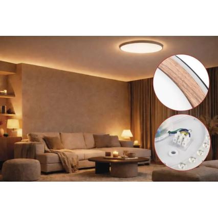 Диммируемый потолочный светильник LED ILVI LED/30 Вт/230 В 2700-6500 К Ø 40 см черный/бежевый + пульт дистанционного управления