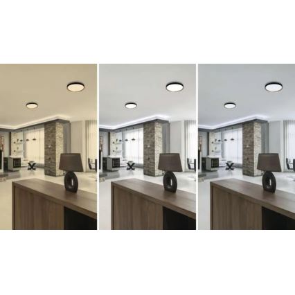 Диммируемый потолочный светильник LED ILVI LED/30 Вт/230 В 2700-6500 К Ø 40 см черный/бежевый + пульт дистанционного управления
