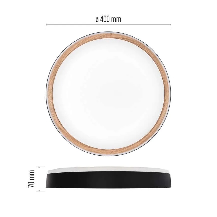 Диммируемый потолочный светильник LED ILVI LED/30 Вт/230 В 2700-6500 К Ø 40 см черный/бежевый + пульт дистанционного управления