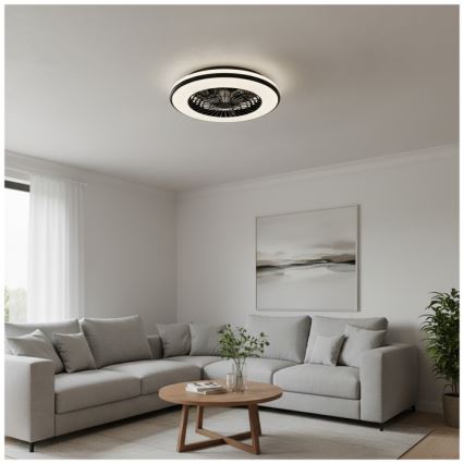 Светодиодный диммируемый потолочный светильник с вентилятором VENTELUX LED/48W/230V 3000/4000/6500K Ø 48,5 см чёрный + пульт дистанционного управления