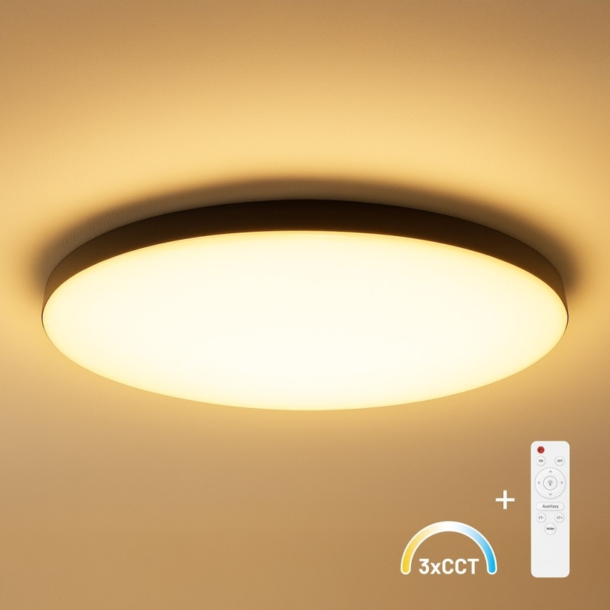 Потолочный диммируемый LED-светильник SIENA LED/80W/230V 3000-6000K, диаметр 75 см, чёрный + пульт дистанционного управления