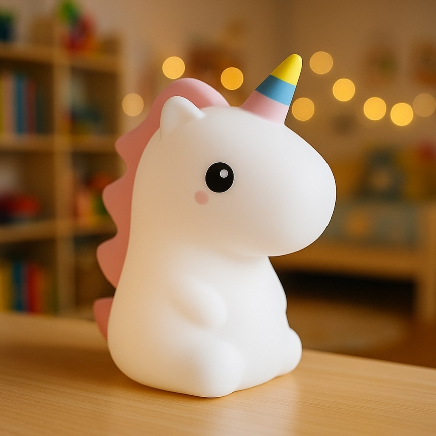 Диммируемый перезаряжаемый сенсорный детский ночник UNICORN с RGBW-LED, LED/1W/5V 1200 mAh