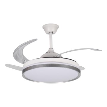 Диммируемый светодиодный потолочный светильник с вентилятором PLAVE LED/36W/230V 3000-6500K серебристый/белый + пульт дистанционного управления