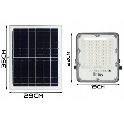 Диммируемый светодиодный солнечный прожектор LED/100W/3,2V 5000K 10500 mAh IP65 черный + пульт дистанционного управления