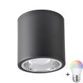 Диммоване RGBW світлодіодне точкове світло JUPITER 1xE27/6,5W/230V 2700-6500K Wi-Fi діаметр 13 см чорне