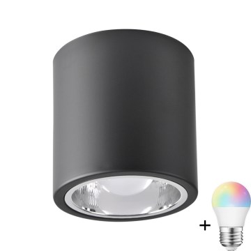 Диммоване RGBW світлодіодне точкове світло JUPITER 1xE27/6,5W/230V 2700-6500K Wi-Fi діаметр 13 см чорне