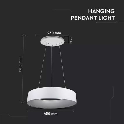 Димована LED-люстра на тросі LED/20 Вт/230 В