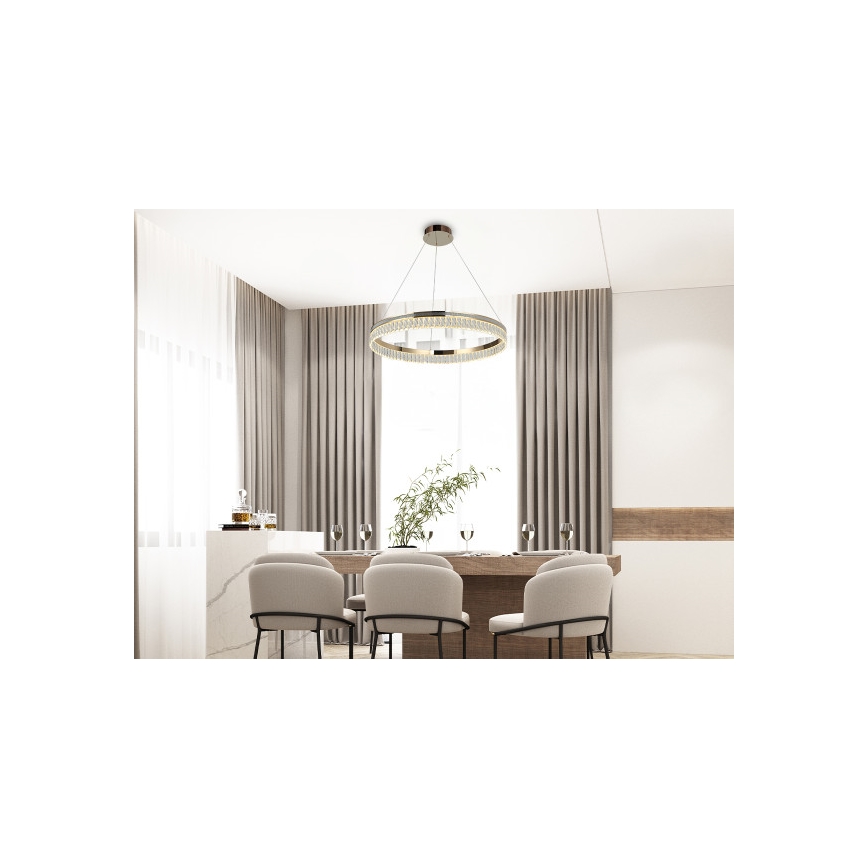 Регульована LED кришталева люстра на тросі THALIA LED/55 Вт/230 В 3000–6000K, діаметр 80 см + пульт дистанційного керування