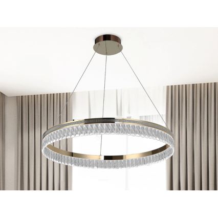 Регульована LED кришталева люстра на тросі THALIA LED/55 Вт/230 В 3000–6000K, діаметр 80 см + пульт дистанційного керування