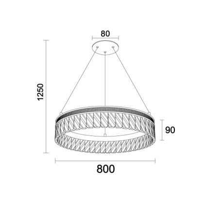 Регульована LED кришталева люстра на тросі THALIA LED/55 Вт/230 В 3000–6000K, діаметр 80 см + пульт дистанційного керування