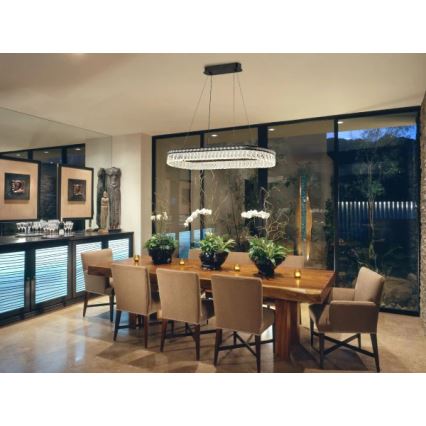 LED кришталева люстра на тросі THALIA з регулюванням яскравості LED/50W/230V 3000-6000K + дистанційне керування